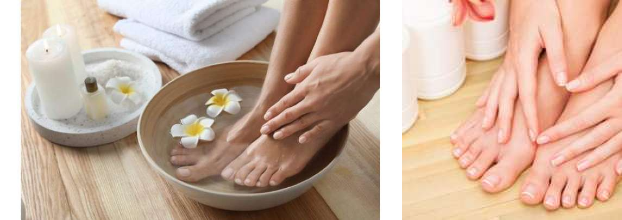 At home, take good care of your hands and feet.
